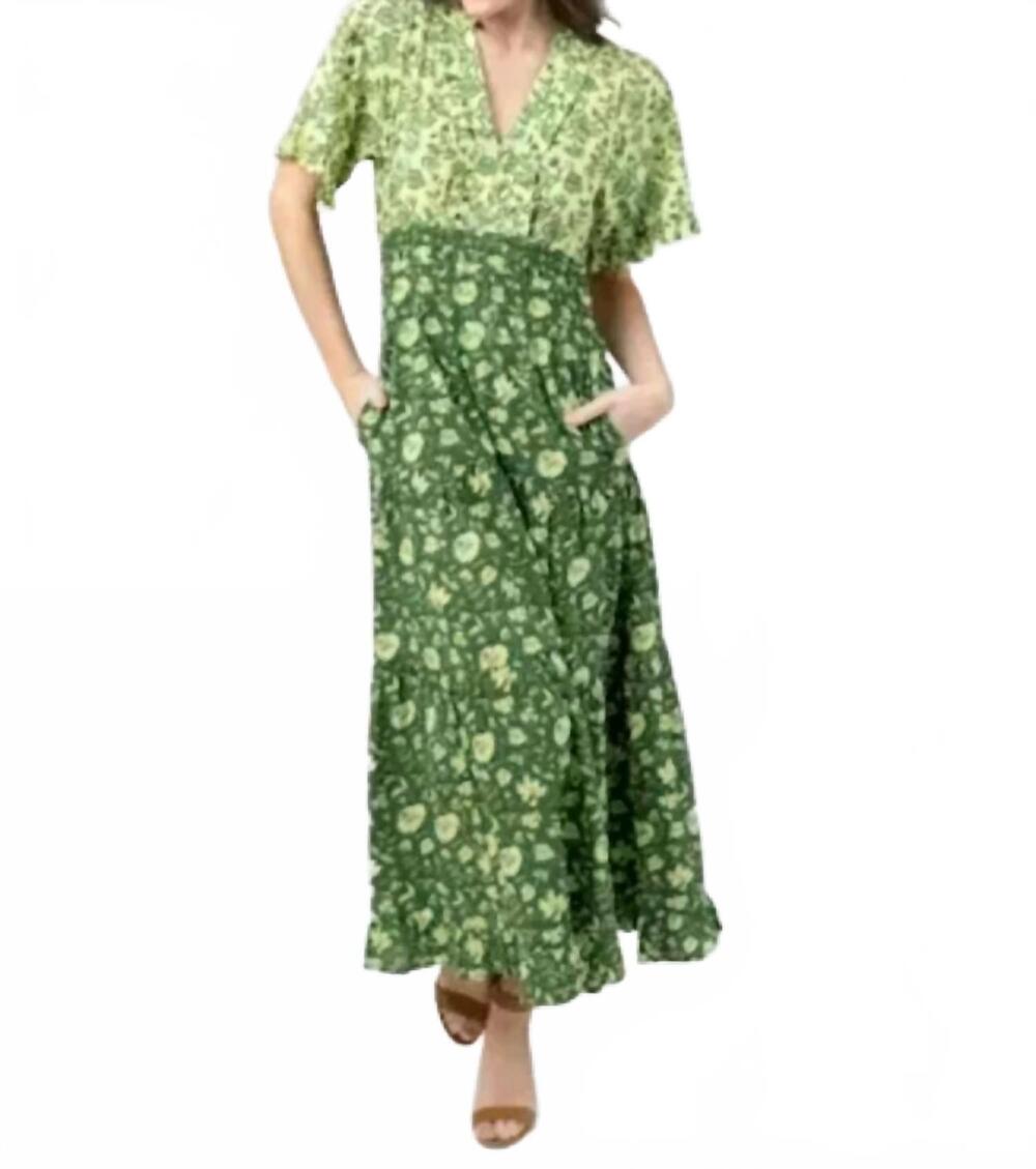 NEW BEAU & RO anya midi dress in jaipur green
